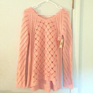 NWT Max Studio pink v-neck knit sweater Sz S